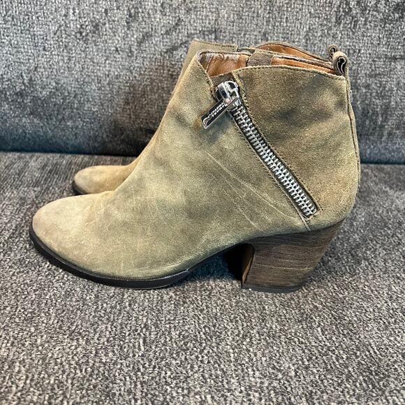 Ivanka Trump Tarissa Suede Heeled Bootie Womens Tan Asymmetric Zip Dressy Chic - Picture 5 of 7